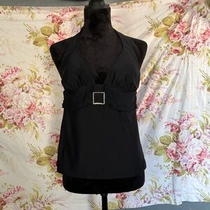 Jaclyn Smith Black Halter Camisole with Silver Buckle. Size 10.